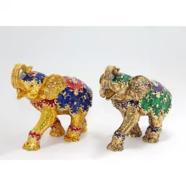 Swaroski Taşlarla Süslü Dekoratif Tekli Fil Biblo – Şık Ev ve Ofis Hediyelikleri