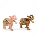 Zarif Swaroski Taşlı El Boyaması Fil Biblo | Ev ve Ofis İçin Lüks Dekoratif Figür