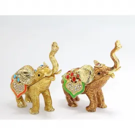 Swarovski Taşlı Altın Rengi Dekoratif Fil Figürü - Şık Ev ve Ofis Biblosu