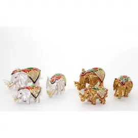 Göz Kamaştıran Swaroski Taşlı 3'lü Dekoratif Fil Biblo: Evinize Şans Getiren Figür