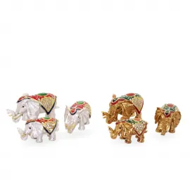 Göz Kamaştıran Swaroski Taşlı 3'lü Dekoratif Fil Biblo: Evinize Şans Getiren Figür