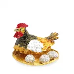 Benzersiz Swaroski Taşlı Yumurtalı Tavuk Biblo Figürü – El Yapımı Dekoratif Sanat