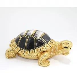 Swaroski Taşlı Altın Renkli Lüks Kaplumbağa Figürü Dekoratif Biblo Ev Hediyesi
