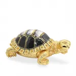 Swaroski Taşlı Altın Renkli Lüks Kaplumbağa Figürü Dekoratif Biblo Ev Hediyesi