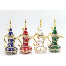 Zarif Swaroski Taşlı Altın Rengi İşlemeli Dekoratif İbrik Biblo Ev Dekorasyonu İçin Özel Tasarım