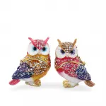 Işıltılı Swaroski Taşlı Dekoratif Baykuş Biblo Seti | Renkli Ev & Ofis Figürleri