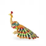 Swaroski Taşlı Rengarenk El Boyaması Tavuskuşu Biblo: Ev ve Ofis için Göz Alıcı Dekor