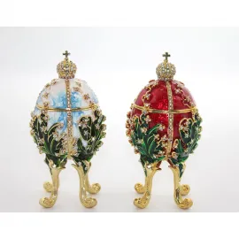 Swaroski Taşlı Kraliyet Taçlı Dekoratif Yumurta Biblo - Özel Tasarım Hediye Kutusu