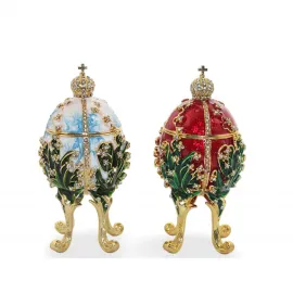 Swaroski Taşlı Kraliyet Taçlı Dekoratif Yumurta Biblo - Özel Tasarım Hediye Kutusu