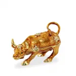 Lüks Swaroski Taşlı Altın Renk Boğa Biblosu | Şans Getiren Dekoratif Boğa Figürü Ev Ofis Hediyesi