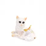 Swarovski Taşlı Beyaz Kedi Biblo Figürü Kelebek Detaylı Zarif Dekoratif Obje