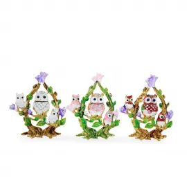 Parıltılı Swaroski Taşlı Baykuş Aile Biblo: Zarif Ev Dekorasyonu ve Hediye Seçeneği