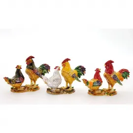 Swaroski Işıltılı El İşçiliği Tavuk ve Horoz Biblo: Ev Dekorunuza Renk Katın