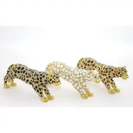 Swaroski Taşlı Lüks Dekoratif Leopar Figür Biblo - Evinize Işıltılı Şıklık Katar