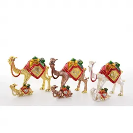 Zarif Swarovski Taşlı Yavrulu Deve Biblo | El İşi Dekoratif Figürler