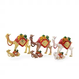 Zarif Swarovski Taşlı Yavrulu Deve Biblo | El İşi Dekoratif Figürler