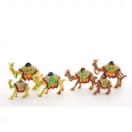 Işıltılı Swaroski Taşlı Dekoratif Deve Biblo Seti | El Yapımı 3'lü Figür Koleksiyonu