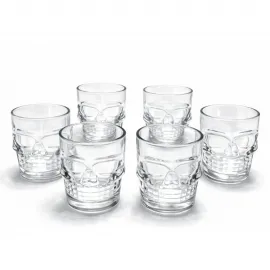 6 Adet Kurukafa Tasarımlı Cam Shot Bardağı | Parti ve Özel Anlar İçin Şık Sunum