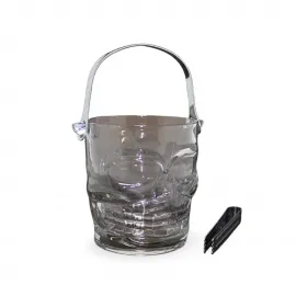 Şık Cam Kurukafa Buz Kovası ve Metal Buz Maşası ile Partilerinize Havalı Dokunuş Katın