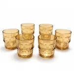 6'lı Amber Renkli Kurukafa Cam Bardak Seti - Gotik Tasarım Viski Kadehleri