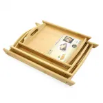 3'lü Bambu Servis Tepsi Seti | Doğal Ahşap Fonksiyonel Sunum Tepsileri