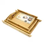 Zarif Çok Amaçlı Doğal Bambu Servis Tepsisi | 3 Farklı Boyut, Yuvalanan Tasarım