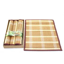 Doğal Bambu Amerikan Servisi Kahverengi Kenarlı – Şık ve Dayanıklı Yemek Masası Altlığı