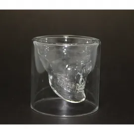 Şeffaf Cam Kurukafa Tasarımlı İçki Bardağı – Benzersiz Viski, Kokteyl ve Shot Bardağı Deneyimi