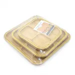 3'lü Bölmeli Doğal Bambu Kahvaltı, Çerez, Meyve ve Kuruyemiş Sunum Tabağı Seti