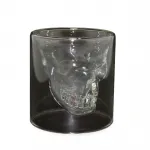 Benzersiz Kurukafa Şekilli Çift Cidarlı Cam İçki Bardağı 9x8 cm - Gotik Tasarım