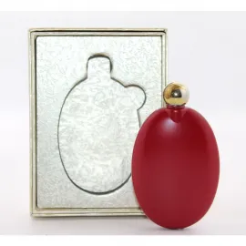 Şık Kırmızı Oval Paslanmaz Çelik Cep Matarası 10x6 Cm - Taşınabilir Seyahat Matarası Hediye