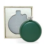 Mat Yeşil Paslanmaz Çelik Yuvarlak Cep Matarası 5 Oz – Şık ve Taşınabilir Hediye Kutulu İçki Şişesi