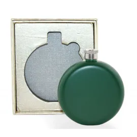 Mat Yeşil Paslanmaz Çelik Yuvarlak Cep Matarası 5 Oz – Şık ve Taşınabilir Hediye Kutulu İçki Şişesi