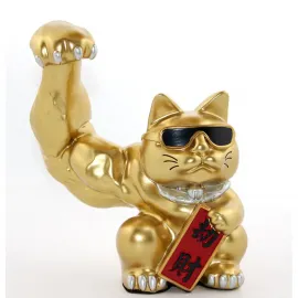 Kaslı Şanslı Kedi Biblosu Güçlü Maneki Neko Figürü Şık Ofis ve Ev Dekoru