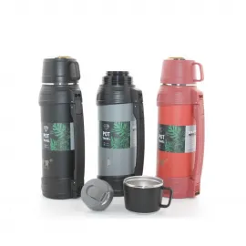 Paslanmaz Çelik 1.2 Litre Çift Katmanlı Termos Kupa Kapaklı | Seyahat Outdoor Sıcak Soğuk İçecek Şişesi