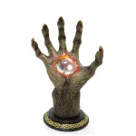 Fantastik Kırmızı Alevli Kristal Küreli Gotik Ağaç El Biblosu Dekoratif Tasarım