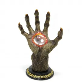 Fantastik Kırmızı Alevli Kristal Küreli Gotik Ağaç El Biblosu Dekoratif Tasarım