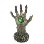 Büyüleyici Yeşil Gözlü Gotik El Biblosu: LED Işıklı Korkutucu Fantezi Temalı Dekoratif Figür