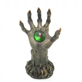 Büyüleyici Yeşil Gözlü Gotik El Biblosu: LED Işıklı Korkutucu Fantezi Temalı Dekoratif Figür