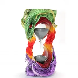 Fantastik Ejderha Temalı Alev Desenli Polyester Kum Saati Dekoratif Ofis ve Ev Biblosu