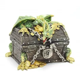 Ejderha Korumalı Hazine Sandığı Biblosu: Fantastik Dekoratif Takı Saklama Kutusu