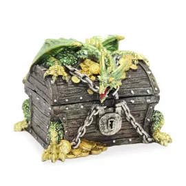 Ejderha Korumalı Hazine Sandığı Biblosu: Fantastik Dekoratif Takı Saklama Kutusu