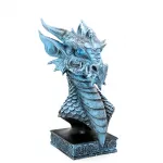 Mistik Mavi Gözlü Buz Ejderhası Figürü - Detaylı Polyester Fantastik Dekoratif Biblo