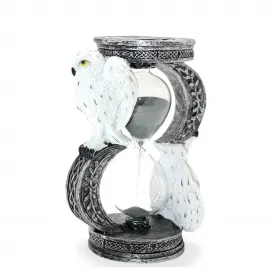 El Yapımı Görünümlü Kar Baykuşu Detaylı Polyester Kum Saati Biblosu - Özel Ev Dekorasyonu Objeleri