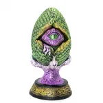 Fantastik Yeşil Mor LED Işıklı Ejderha Gözlü Yumurta Biblosu Pençeli Dekoratif Figür