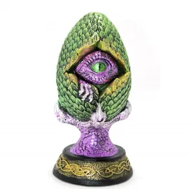 Fantastik Yeşil Mor LED Işıklı Ejderha Gözlü Yumurta Biblosu Pençeli Dekoratif Figür
