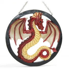 Fantastik Kızıl Ejderha Duvar Pano Biblo: Detaylı Polyester Asmalı Ev Dekoru