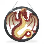 Fantastik Kızıl Ejderha Duvar Pano Biblo: Detaylı Polyester Asmalı Ev Dekoru
