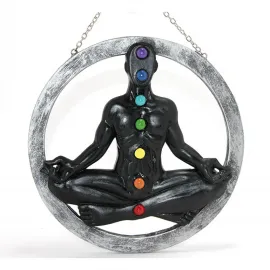 Spiritüel 7 Çakra Meditasyon Figürü Polyester Duvar Panosu Duvara Asmalı Biblo