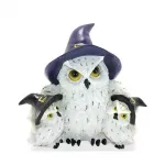 Cadı Şapkalı Beyaz Baykuş Ailesi Polyester Biblo Dekoratif Figür Seti | Ev Ofis Hediyelik